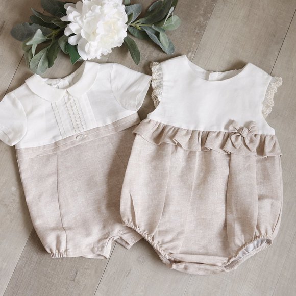 Linen Dress Girls Flax Bailey Boys Boutique Vintage Lace Trim LIKE NEW - Picture 8 of 8